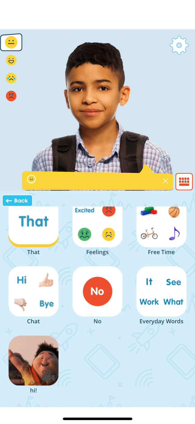 Avatar screen with custom vocabulary folders visible below